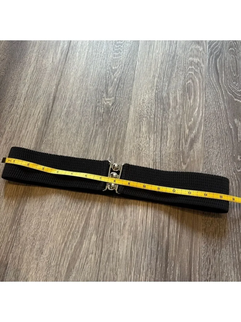 Vintage Retro Black Stretch Belt with Silver Buckle
